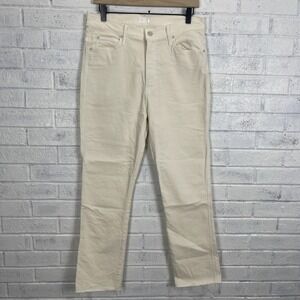 Mother High Waisted Rascal Ankle Fray Jeans Womens Size 32 Play Date Wash Cream